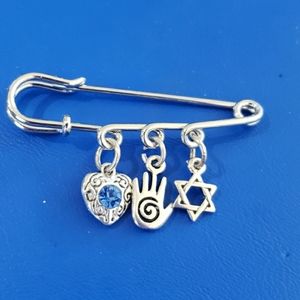 REDUCED SHIPPING Stroller Pin With Judaica Charms.